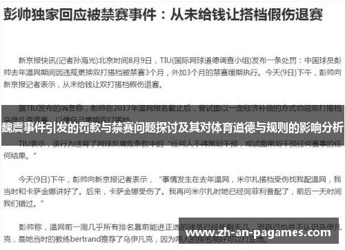 魏震事件引发的罚款与禁赛问题探讨及其对体育道德与规则的影响分析